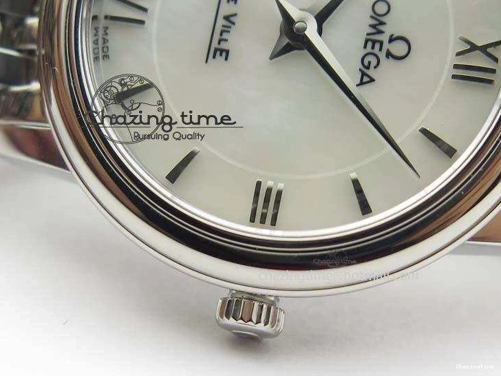 0505 Colorful De Ville 27mm Ladies MK 1:1 Best Edition White MOP Dial On SS Bracelet Ronda Quartz 8191